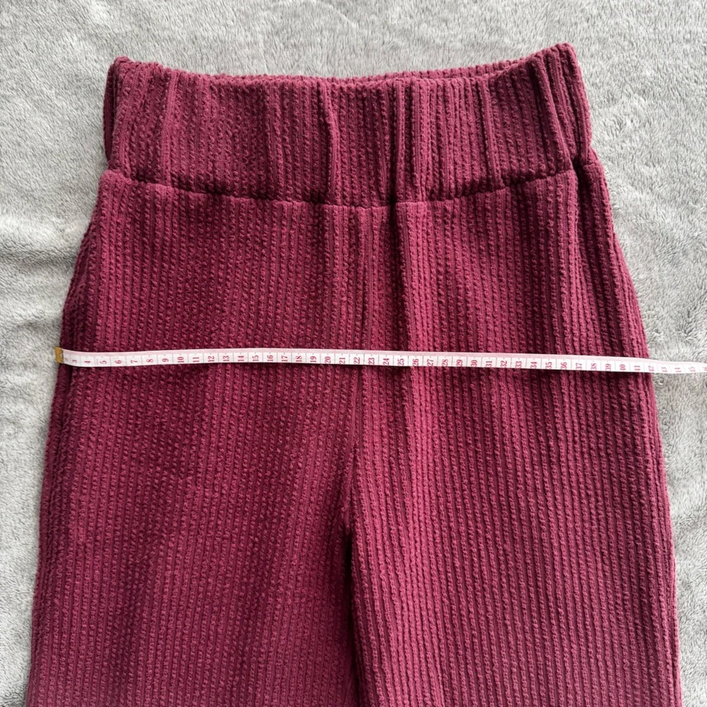 GIRL CRUSH GANG Wide Leg Waffle Pants - Dusty Rose/Muted Pink/Plum - Size S - Picture 5 of 9